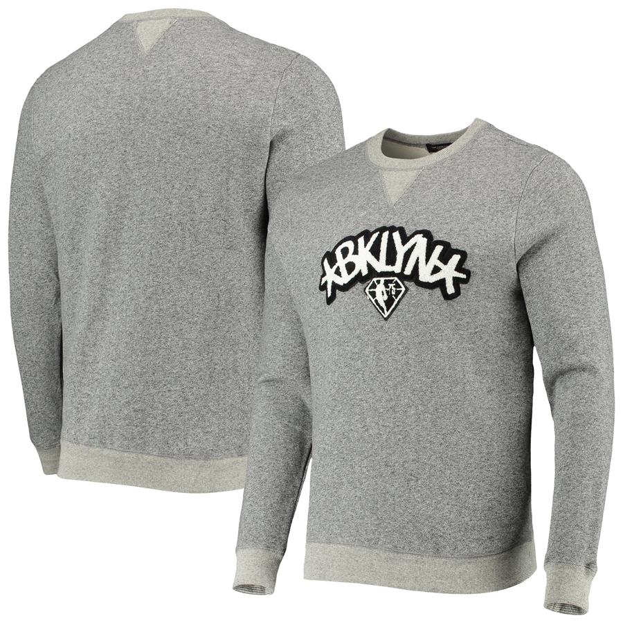 Brooklyn Nets Junk Food Marled French Terry Pullover Sweatshirt - Heathered Gray