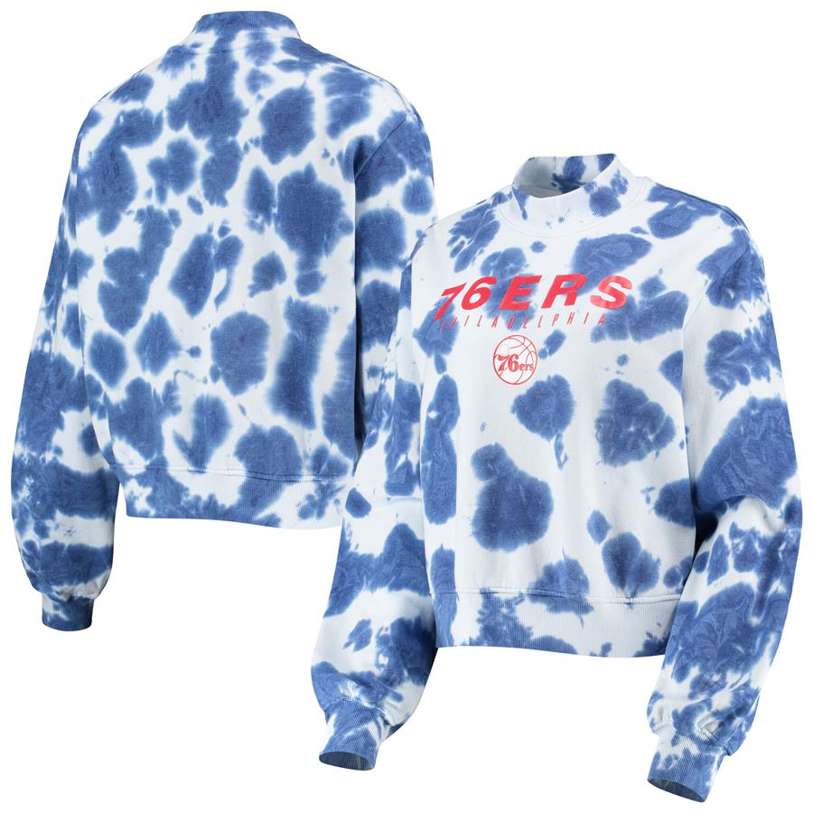 Philadelphia 76ers Junk Food Women's Tie-Dye Pullover Sweatshirt - Royal