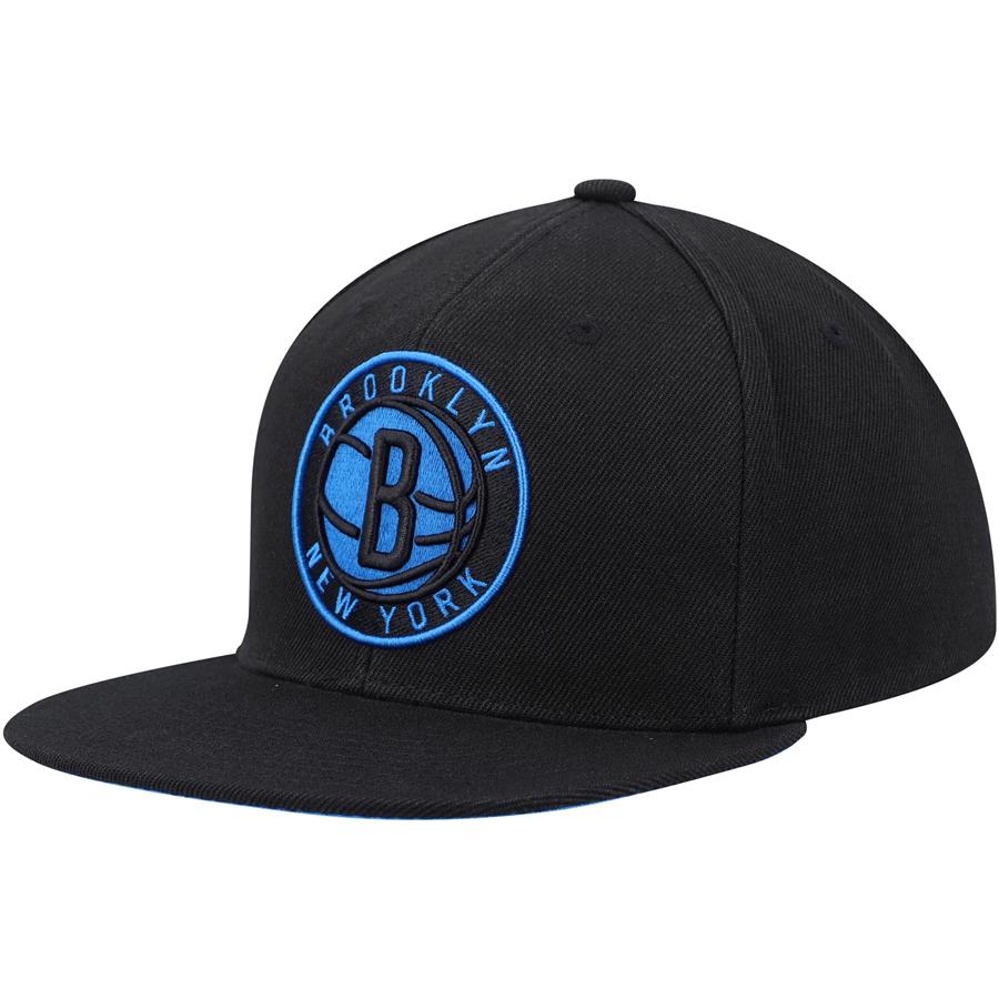Brooklyn Nets Mitchell & Ness Highlighter Team Pop Snapback Hat - Black