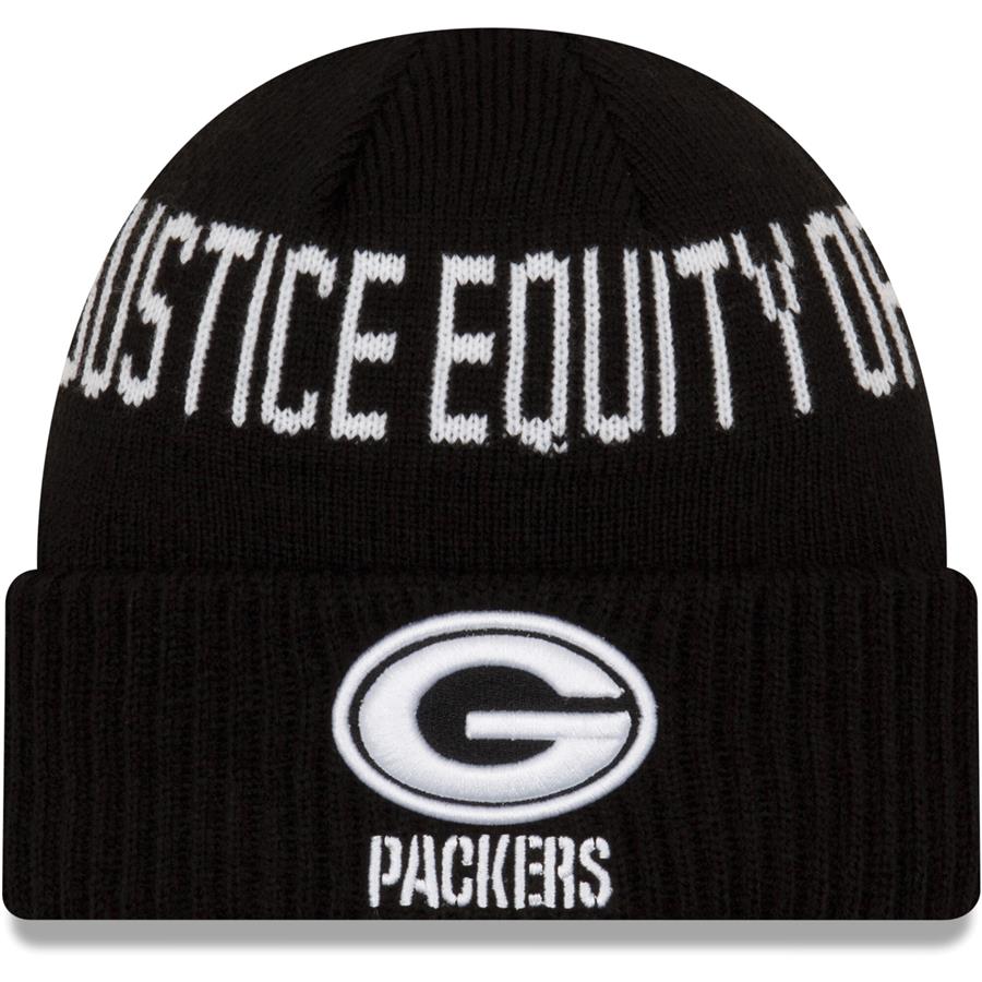 Green Bay Packers New Era Team Social Justice Cuffed Knit Hat - Black