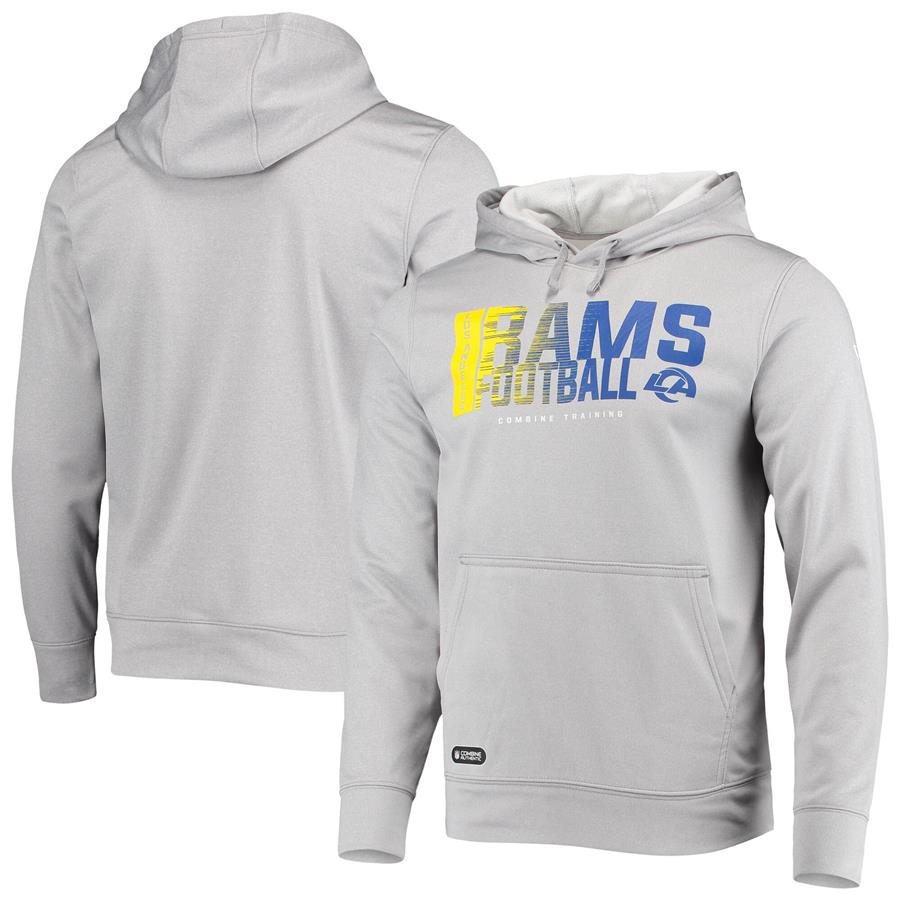 Los Angeles Rams New Era Combine Authentic Game On Pullover Hoodie - Heathered Gray