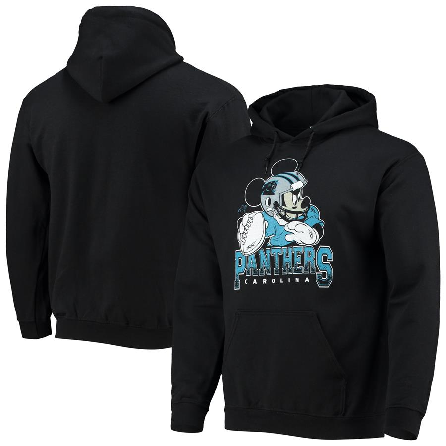 Carolina Panthers Junk Food Disney Mickey Quarterback Pullover Hoodie - Black