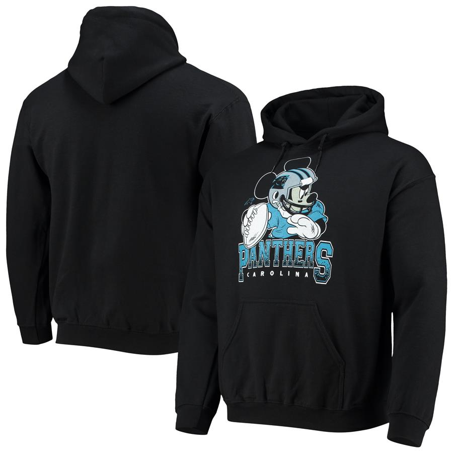 Carolina Panthers Junk Food Disney Mickey Quarterback Pullover Hoodie - Black