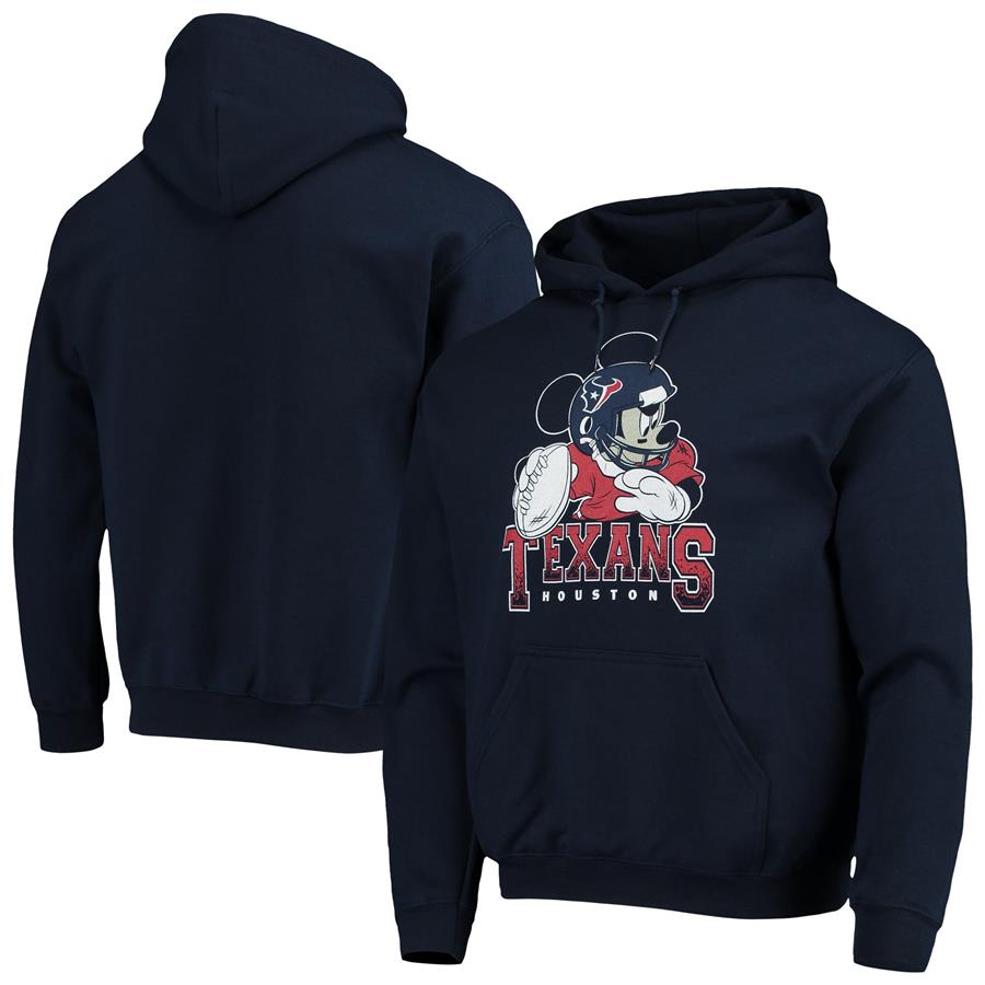 Houston Texans Junk Food Disney Mickey Quarterback Pullover Hoodie - Navy