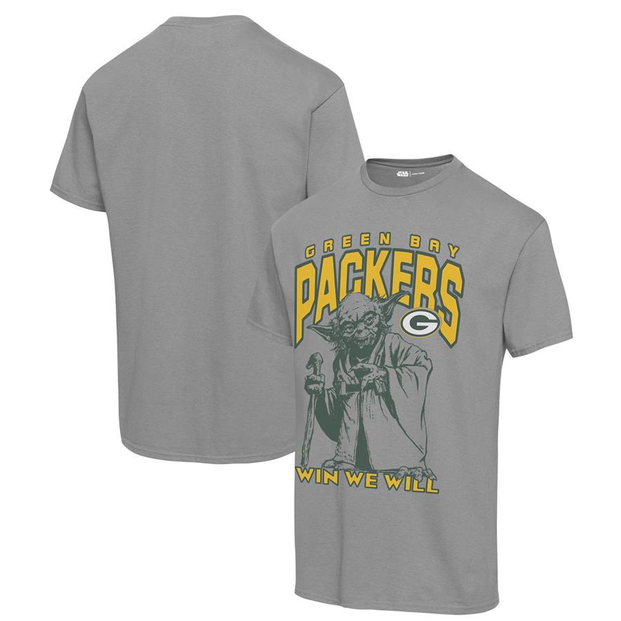 Green Bay Packers Junk Food Disney Star Wars Yoda Win We Will T-Shirt - Graphite