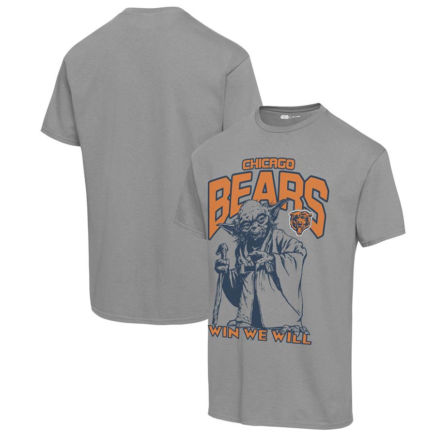Chicago Bears Junk Food Disney Star Wars Yoda Win We Will T-Shirt - Graphite