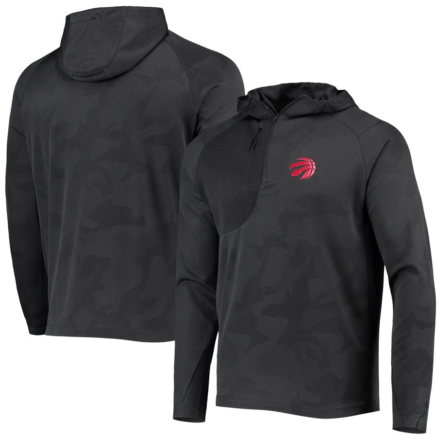 Toronto Raptors Levelwear Fuze Jacquard Camo Raglan Quarter-Zip Hoodie - Black