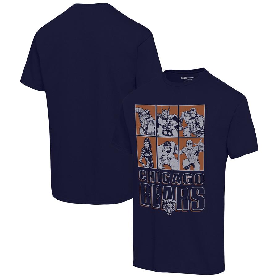 Chicago Bears Junk Food Disney Marvel Avengers Line-Up T-Shirt - Navy
