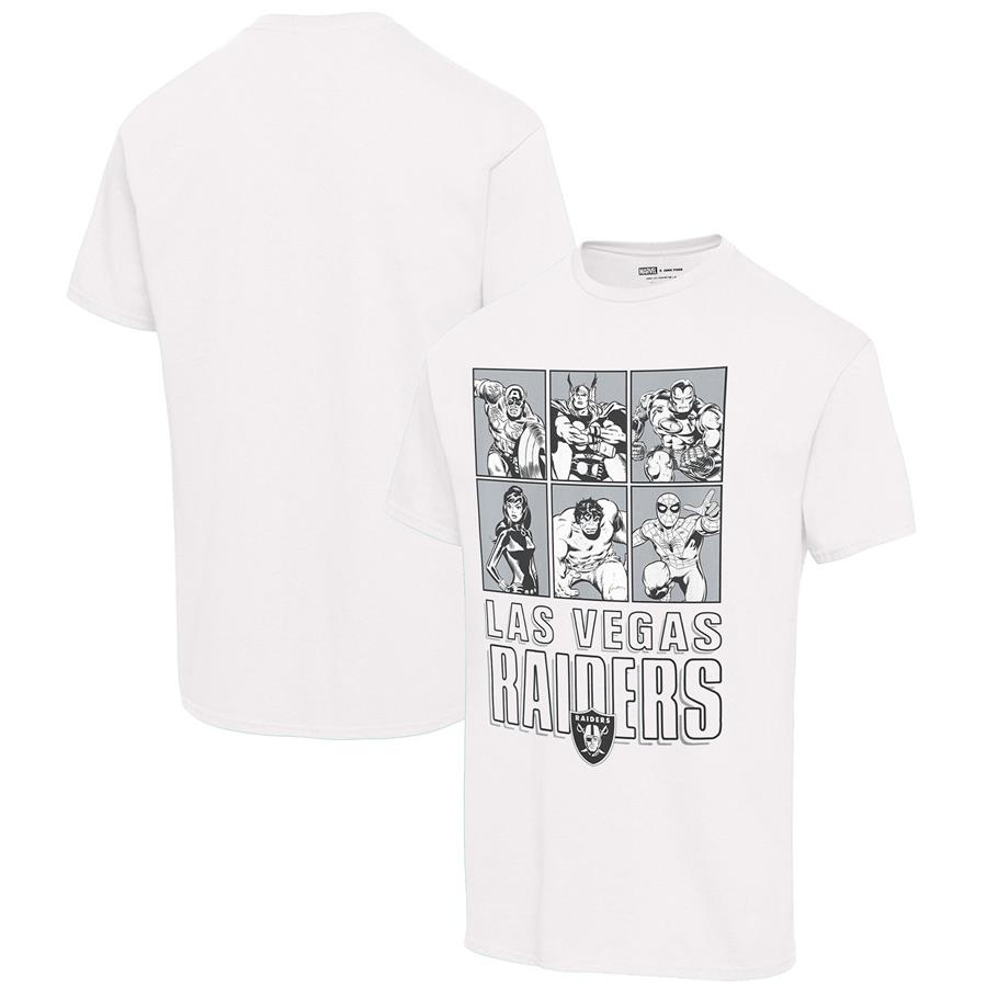 Las Vegas Raiders Junk Food Disney Marvel Avengers Line-Up T-Shirt - White
