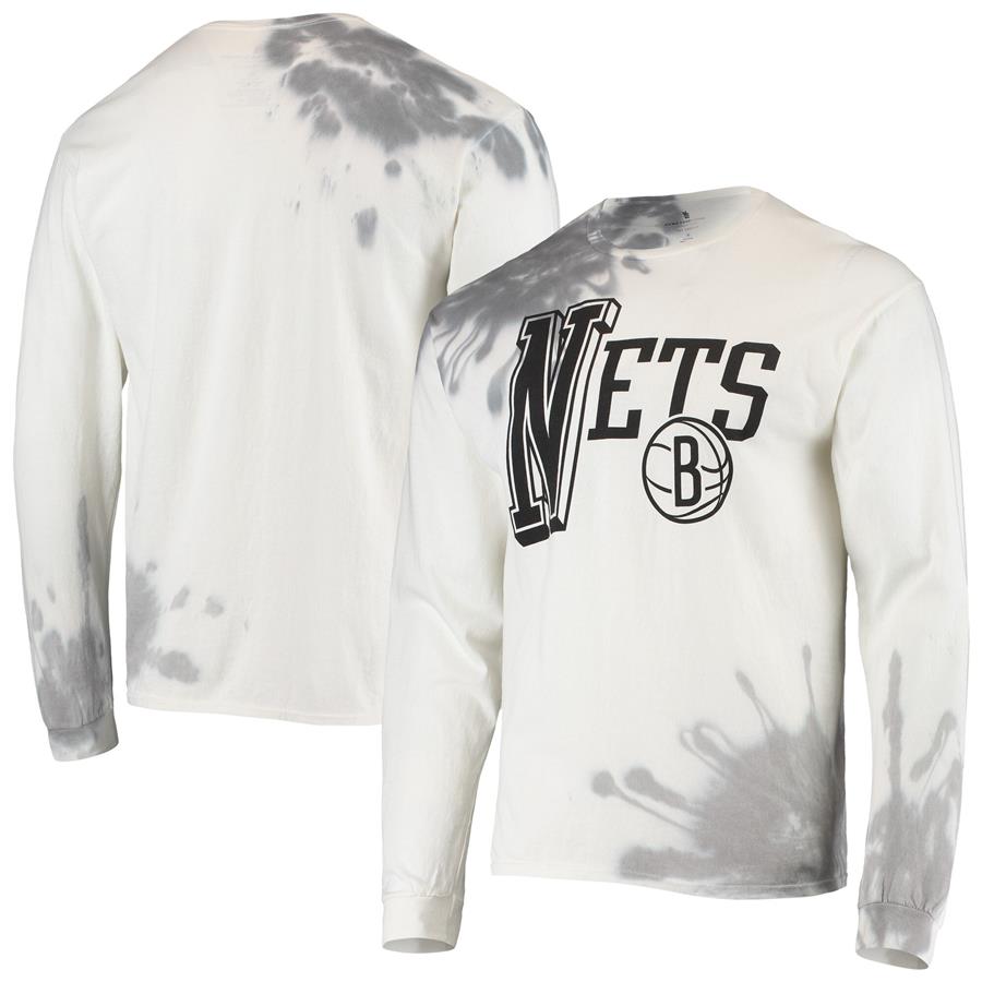 Brooklyn Nets Junk Food Tie-Dye Long Sleeve T-Shirt - White