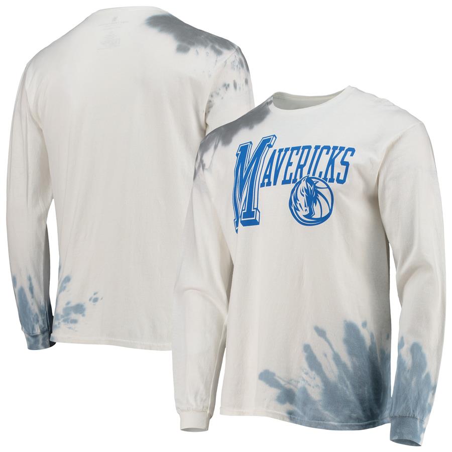 Dallas Mavericks Junk Food Tie-Dye Long Sleeve T-Shirt - White
