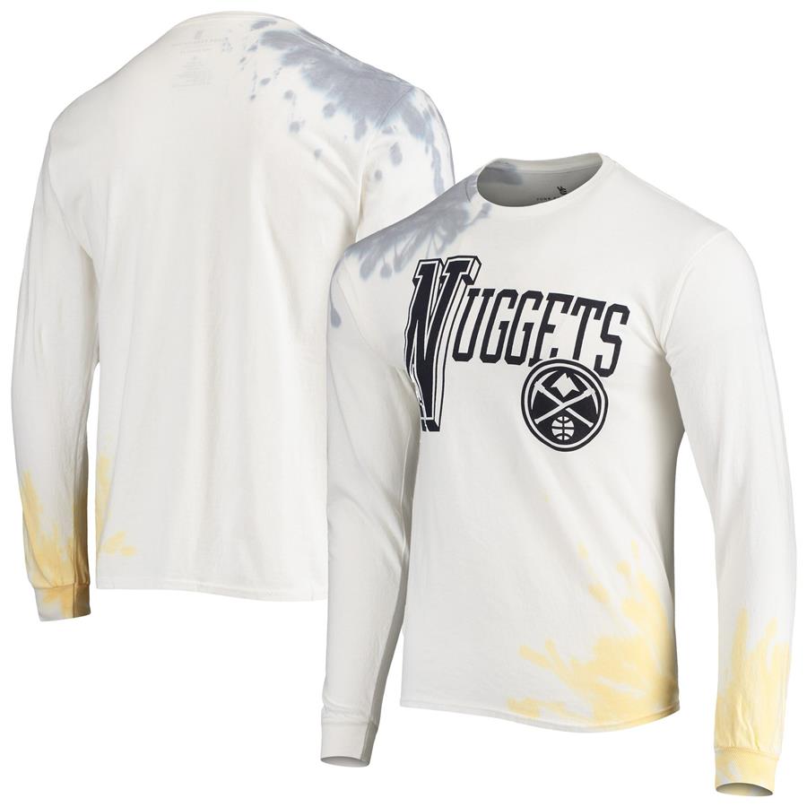 Denver Nuggets Junk Food Tie-Dye Long Sleeve T-Shirt - White