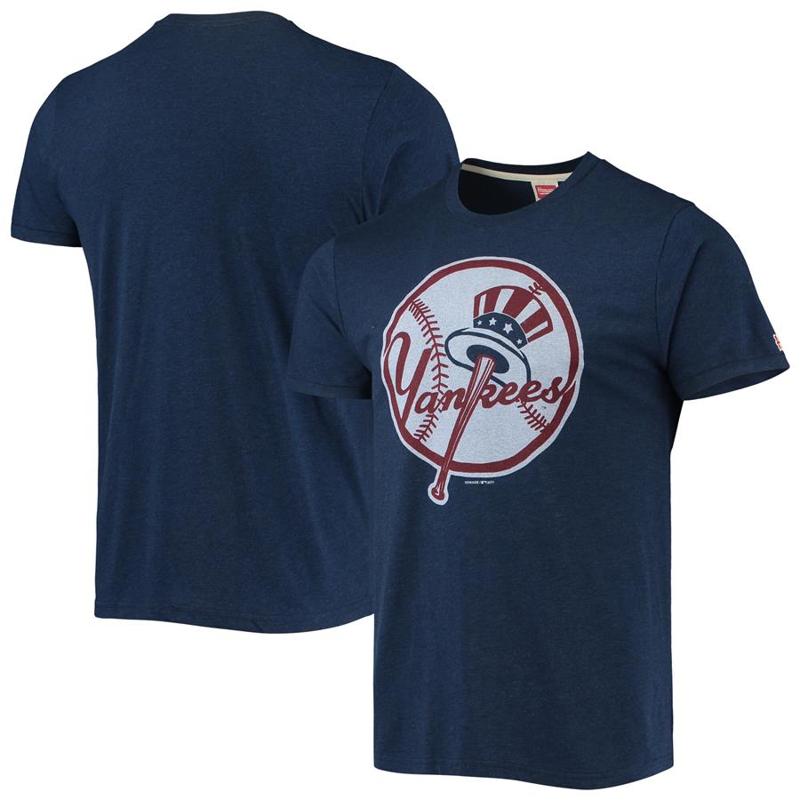 Футболка New York Yankees Homage Hand-Drawn Logo Tri-Blend (тёмно-синий)