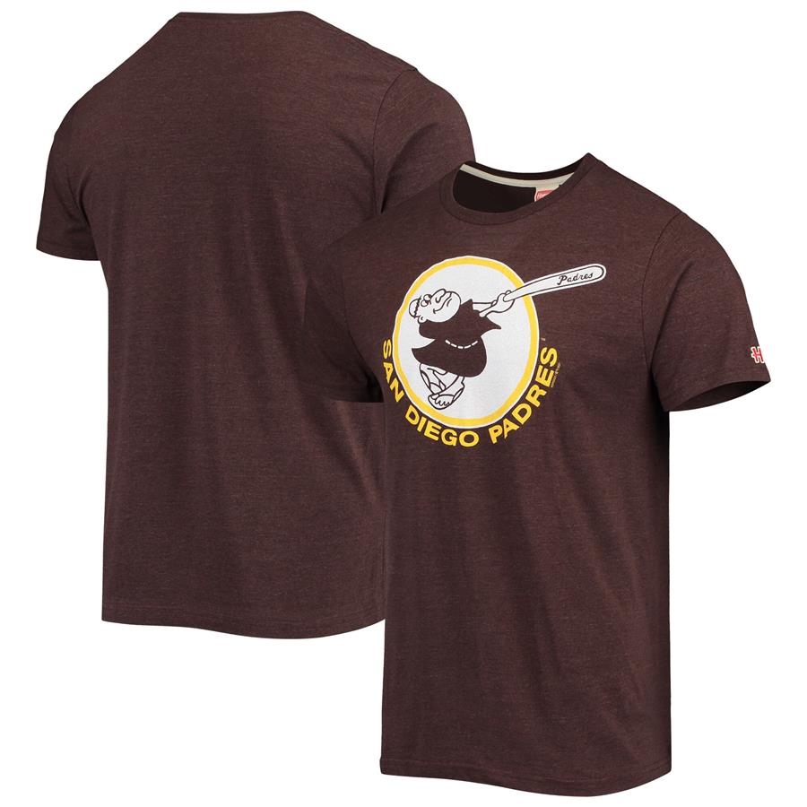 San Diego Padres Homage Hand-Drawn Logo Tri-Blend T-Shirt - Brown