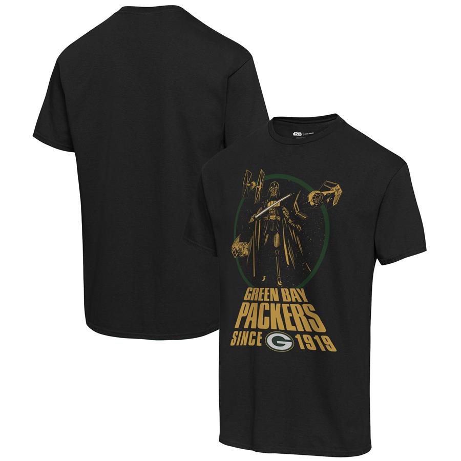 Green Bay Packers Junk Food Disney Star Wars Empire Title Crawl T-Shirt - Black