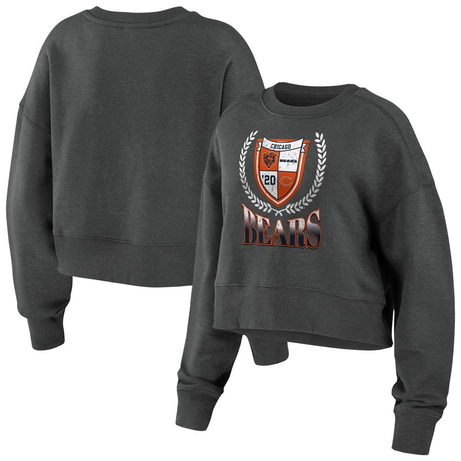 Chicago Bears WEAR by Erin Andrews Women's Fleece Cropped Pullover Sweatshirt - Charcoal