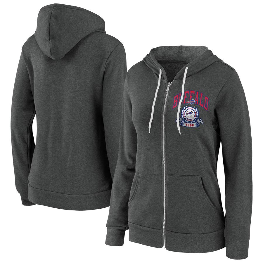 Buffalo Bills WEAR by Erin Andrews Women's Fleece Full-Zip Hoodie - Charcoal