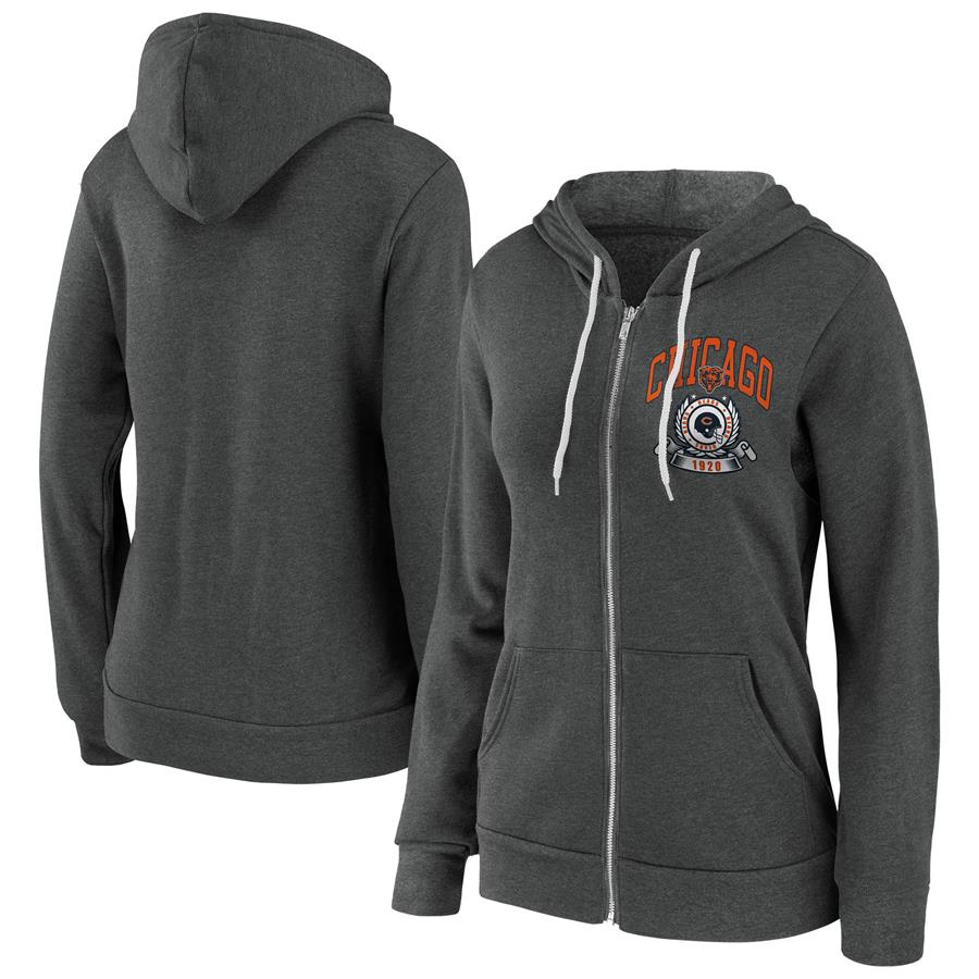 Chicago Bears WEAR by Erin Andrews Women's Fleece Full-Zip Hoodie - Charcoal