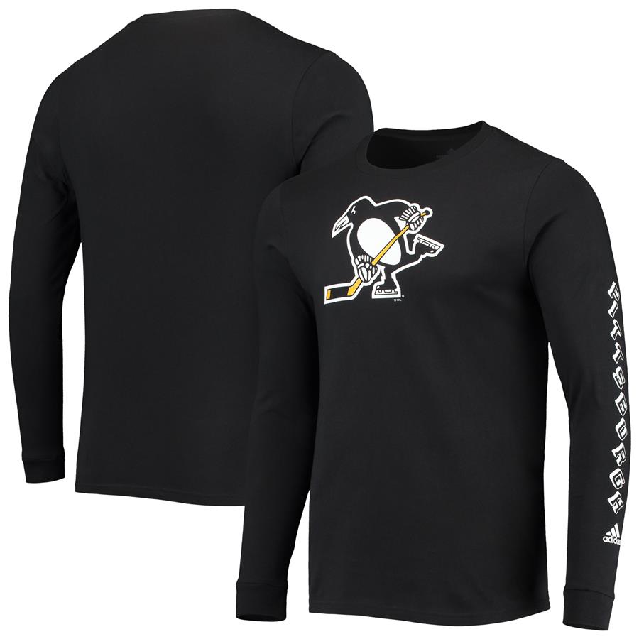 Pittsburgh Penguins adidas Alternate Logo Amplifier Long Sleeve T-Shirt - Black