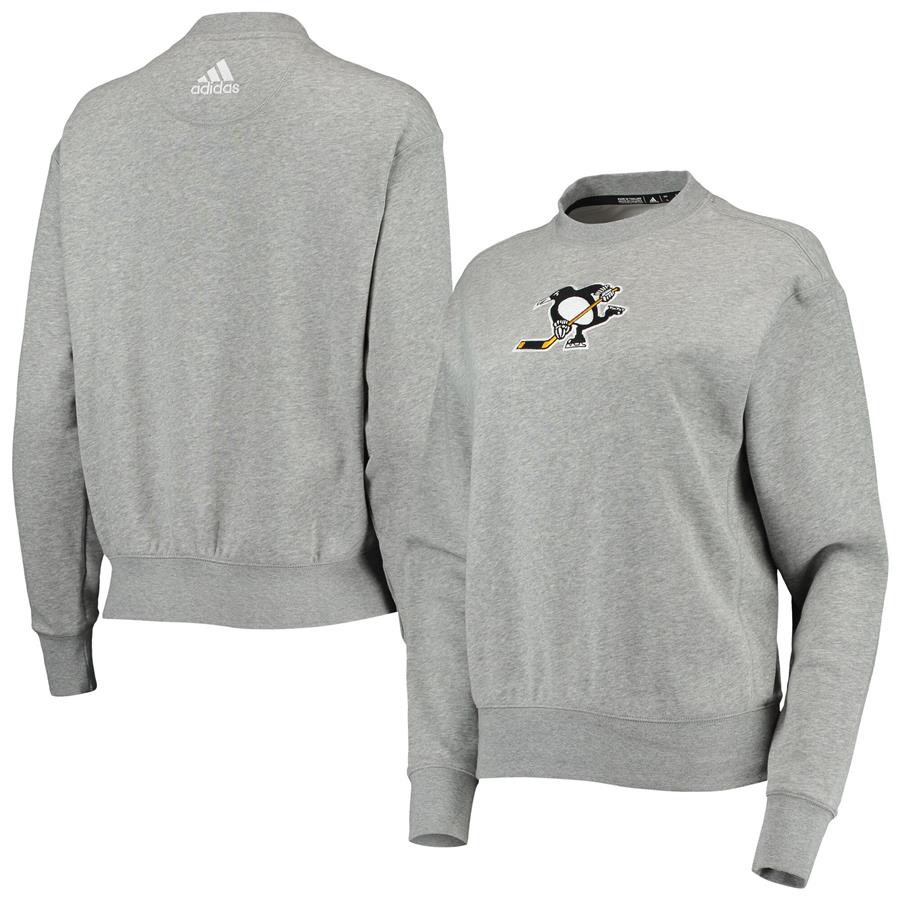 Pittsburgh Penguins adidas Women's Alternate Logo Pullover Sweatshirt - Heathered Gray