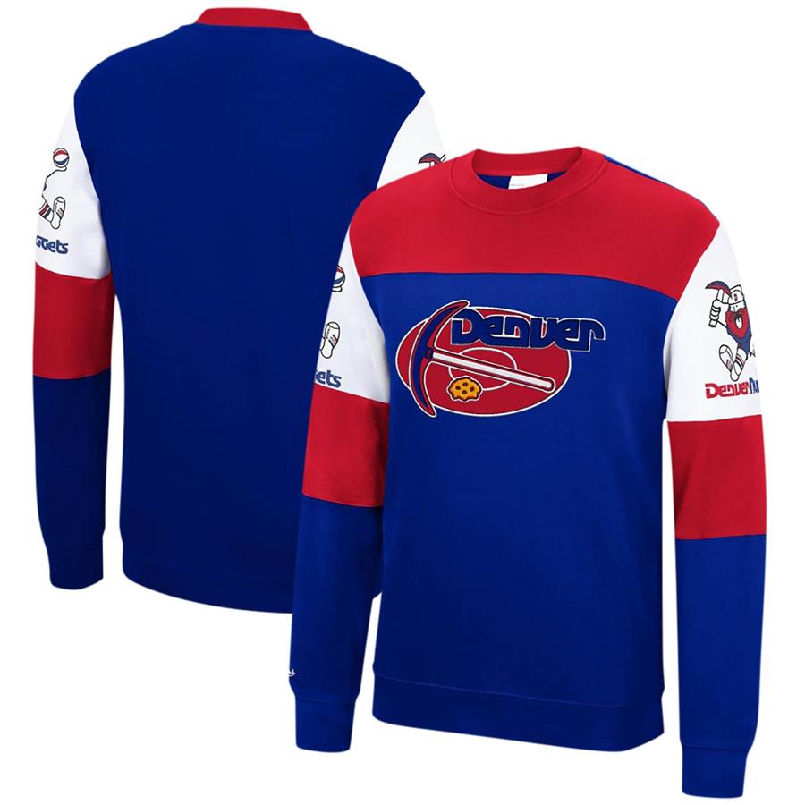 Denver Nuggets Mitchell & Ness Perfect Season Fleece Pullover Sweatshirt - Royal