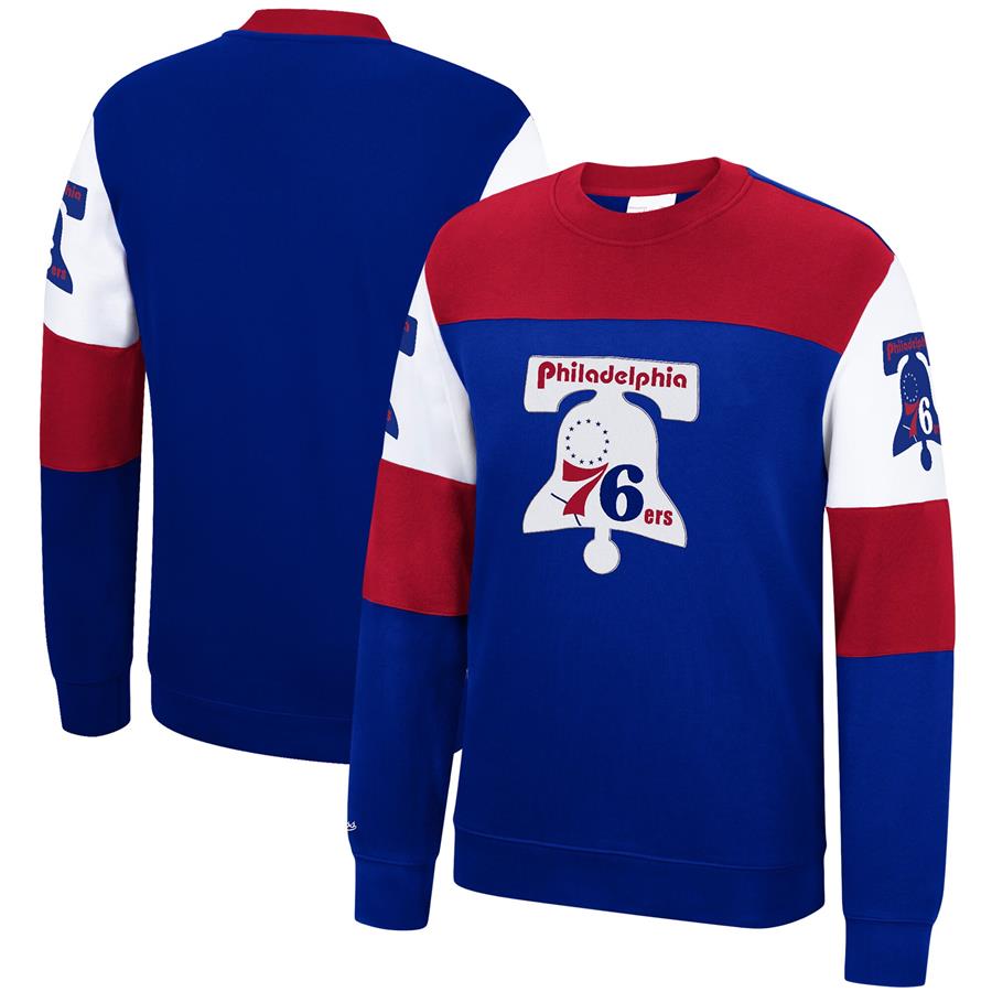 Philadelphia 76ers Mitchell & Ness Perfect Season Fleece Pullover Sweatshirt - Royal
