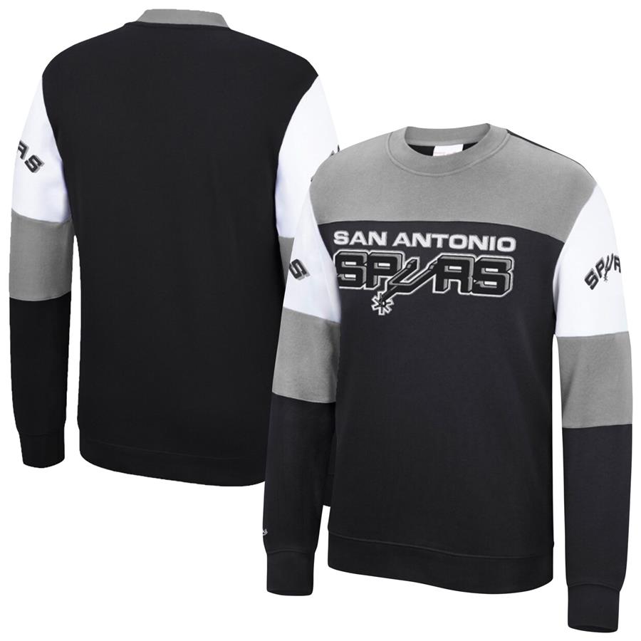 San Antonio Spurs Mitchell & Ness Perfect Season Fleece Pullover Sweatshirt - Black