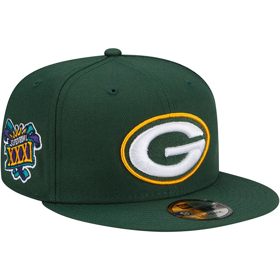 Green Bay Packers New Era XXXI Super Bowl Champions Patch 9FIFTY Snapback Hat - Green