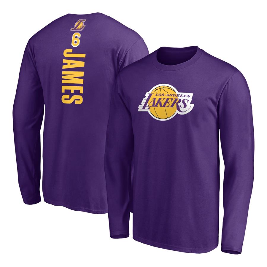 LeBron James Los Angeles Lakers Fanatics Branded Playmaker Name & Number Long Sleeve T-Shirt - Purple