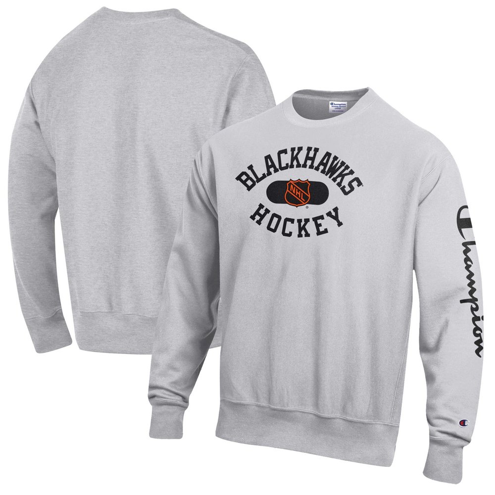 Chicago Blackhawks Champion Reverse Weave Pullover Sweatshirt - Heathered Gray