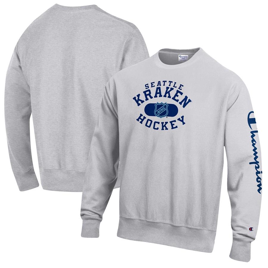 Seattle Kraken Champion Reverse Weave Pullover Sweatshirt - Heathered Gray