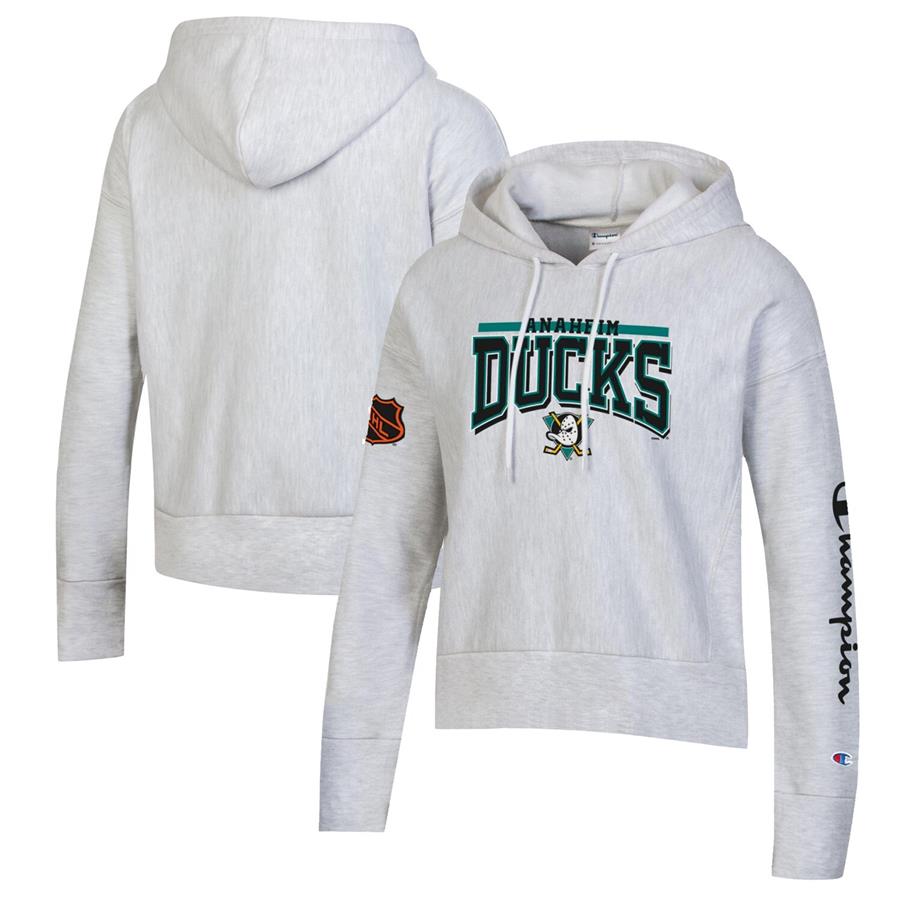 Anaheim Ducks Champion Women's Reverse Weave Pullover Hoodie - Heathered Gray