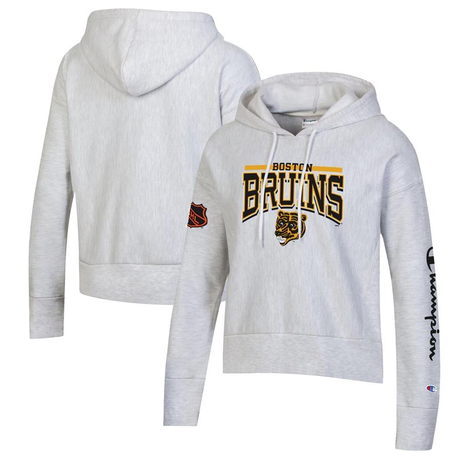 Boston Bruins Champion Women's Reverse Weave Pullover Hoodie - Heathered Gray