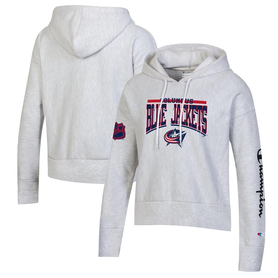 Columbus Blue Jackets Champion Women's Reverse Weave Pullover Hoodie - Heathered Gray