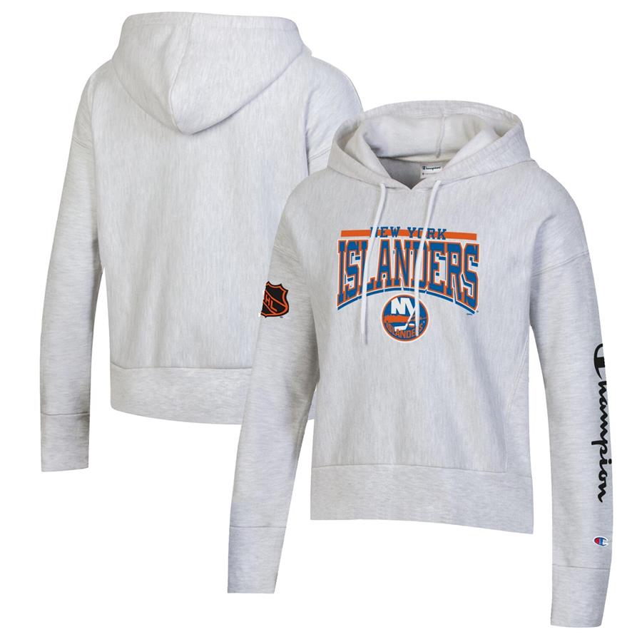 New York Islanders Champion Women's Reverse Weave Pullover Hoodie - Heathered Gray