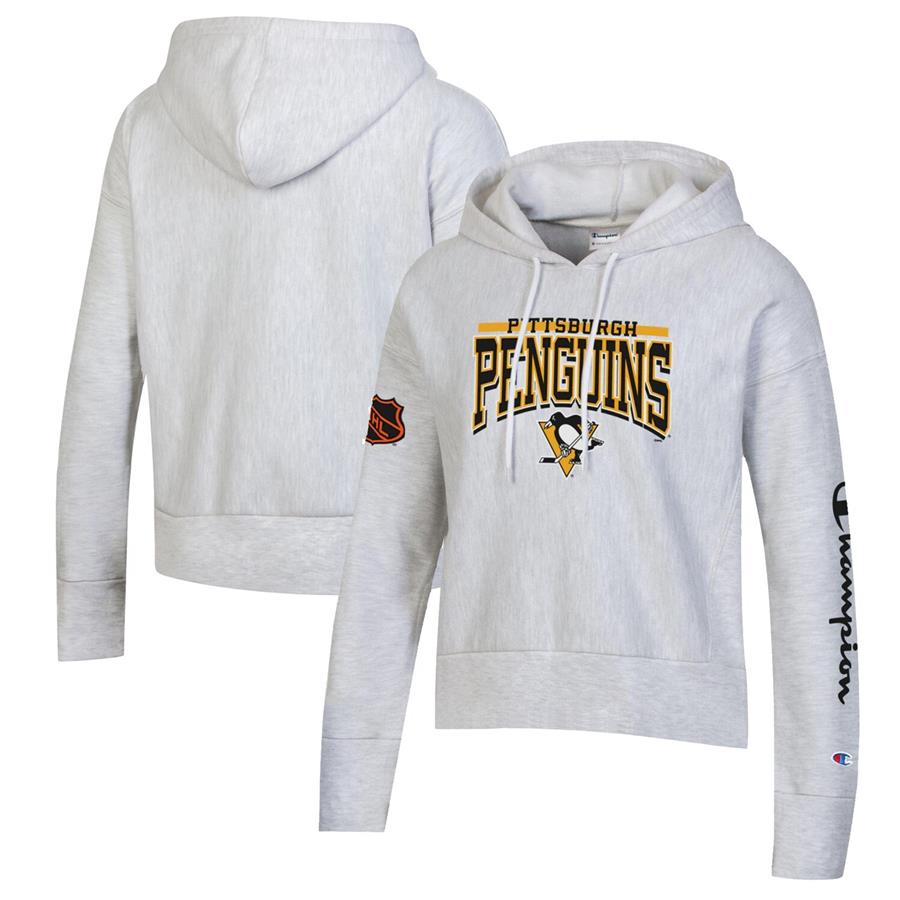 Pittsburgh Penguins Champion Women's Reverse Weave Pullover Hoodie - Heathered Gray