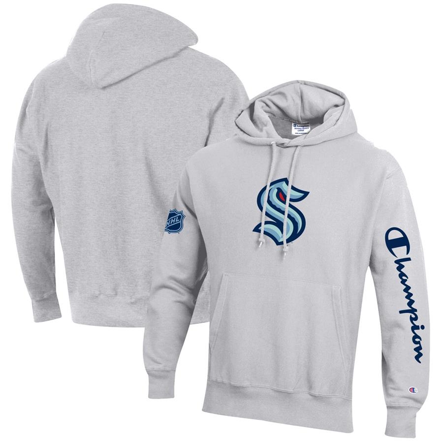 Seattle Kraken Champion Reverse Weave Pullover Hoodie - Heathered Gray