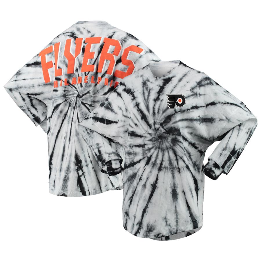 Philadelphia Flyers Women's Spiral Tie-Dye Long Sleeve T-Shirt - Black