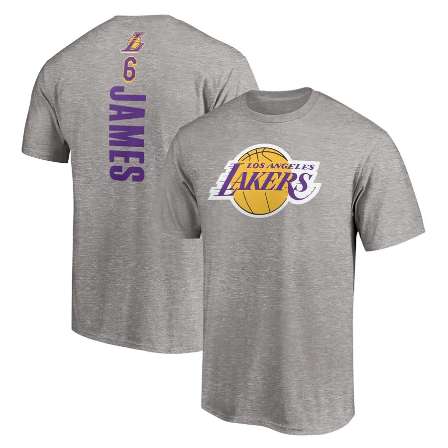 LeBron James Los Angeles Lakers Fanatics Branded #6 Playmaker Name & Number T-Shirt - Heathered Gray