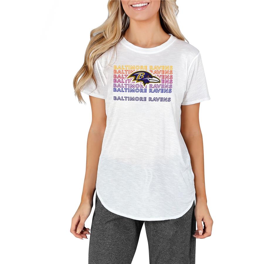 Baltimore Ravens Concepts Sport Women's Gable Knit T-Shirt - White