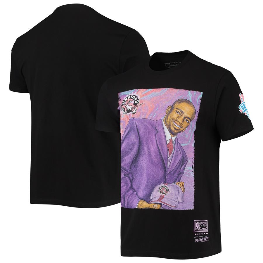 Vince Carter Toronto Raptors Mitchell & Ness Hardwood Classics Draft Day Colorwash T-Shirt - Black