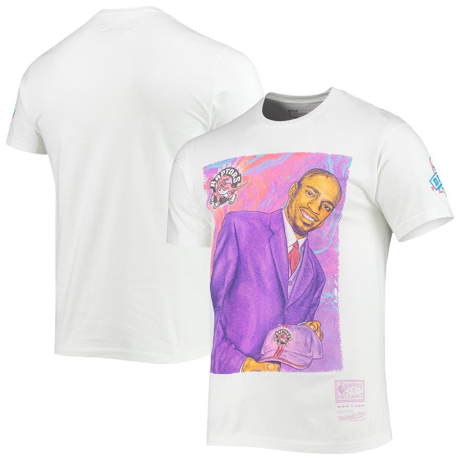 Vince Carter Toronto Raptors Mitchell & Ness Hardwood Classics Draft Day Colorwash T-Shirt - White