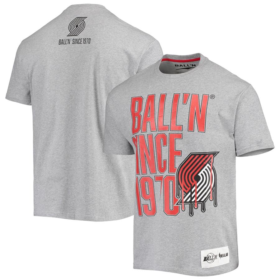 Футболка Portland Trail Blazers BALL'N Since 1970 (серый меланж)