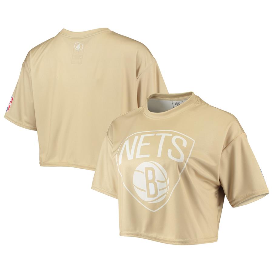 Brooklyn Nets Women's Tan Sand Crop Top