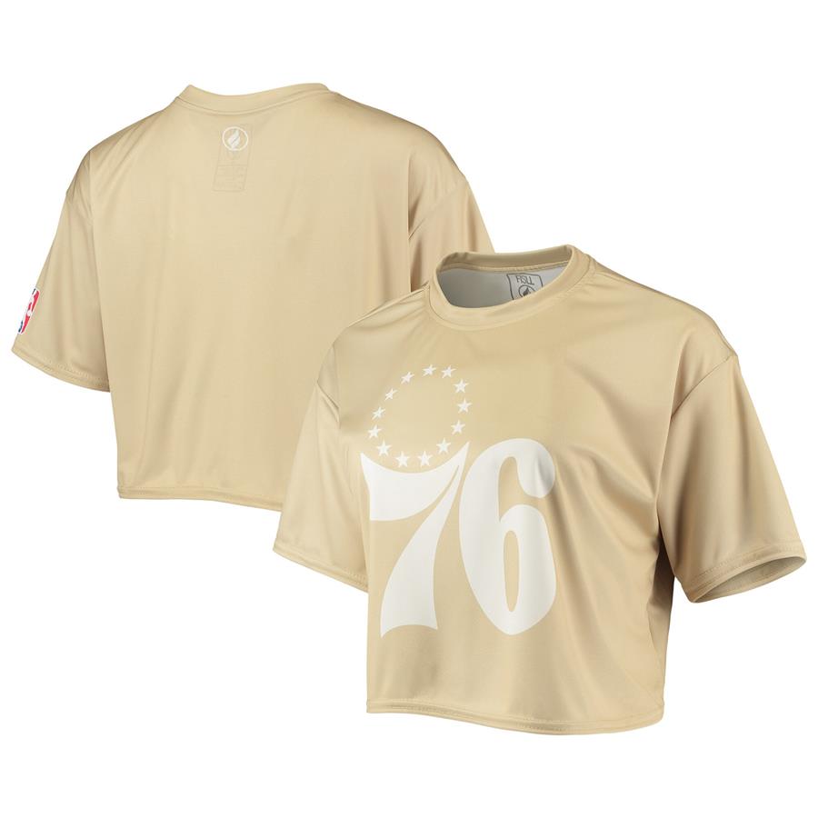 Philadelphia 76ers Women's Tan Sand Crop Top