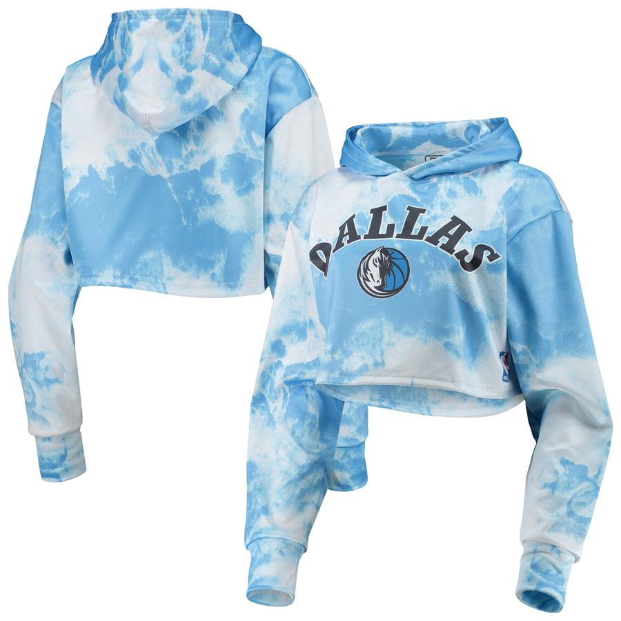 Dallas Mavericks Women's Tie-Dye Cropped Pullover Hoodie - White