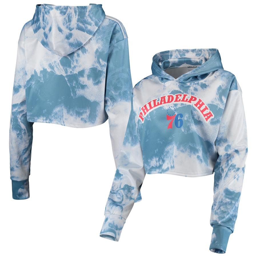 Philadelphia 76ers Women's Tie-Dye Cropped Pullover Hoodie - White