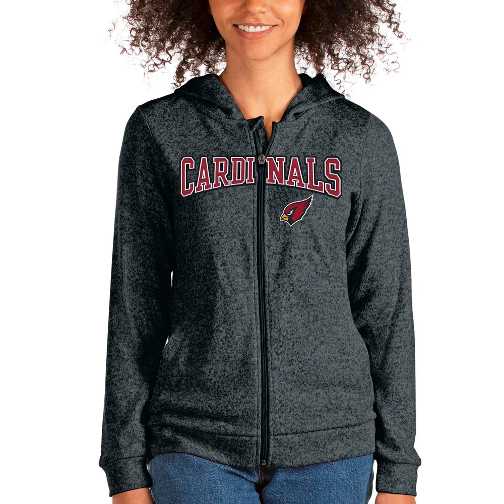 Arizona Cardinals Antigua Women's Wordmark Absolute Full-Zip Hoodie - Heathered Charcoal