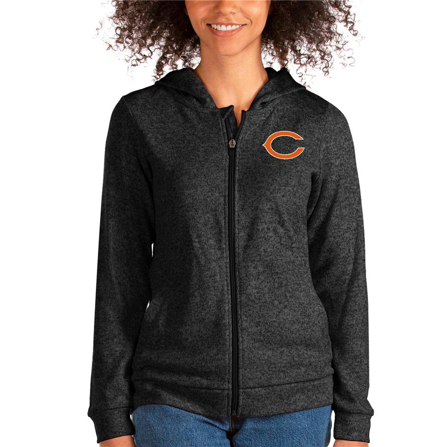 Chicago Bears Antigua Women's Absolute Full-Zip Hoodie - Heathered Black