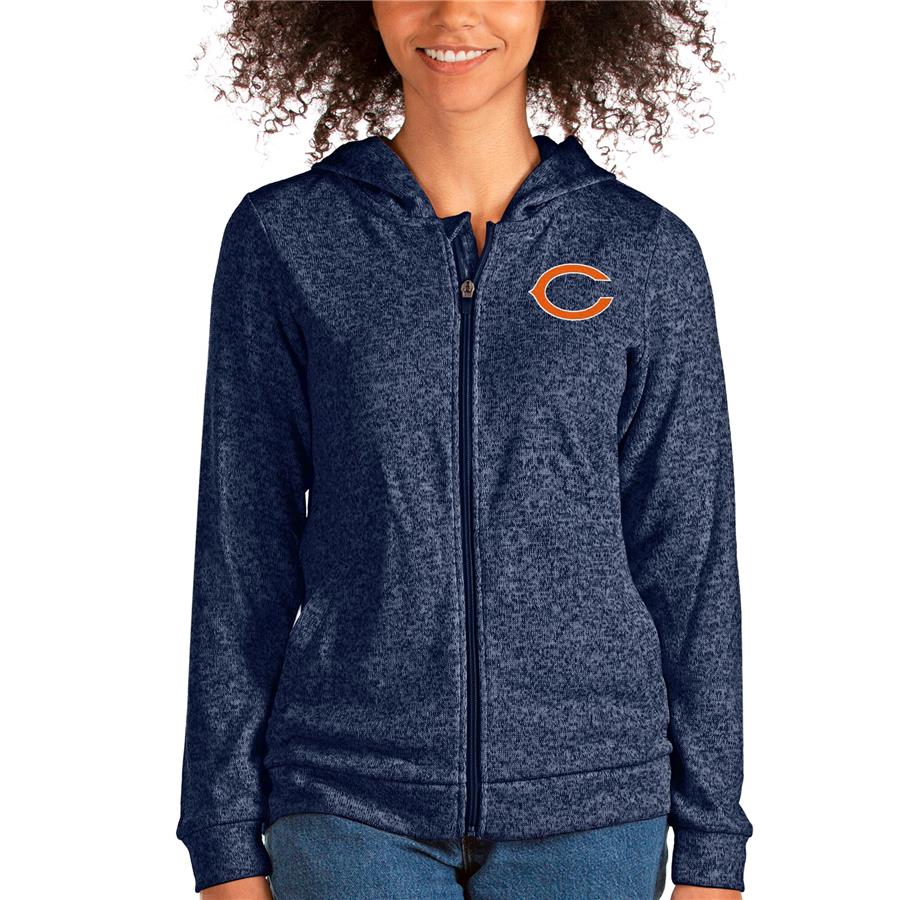 Chicago Bears Antigua Women's Absolute Full-Zip Hoodie - Heathered Navy